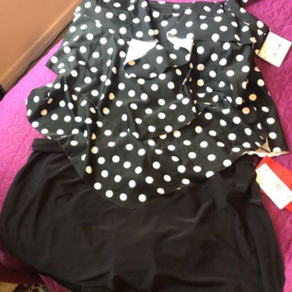 Polka Dot Two Piece Swimsuit - Size XL/16